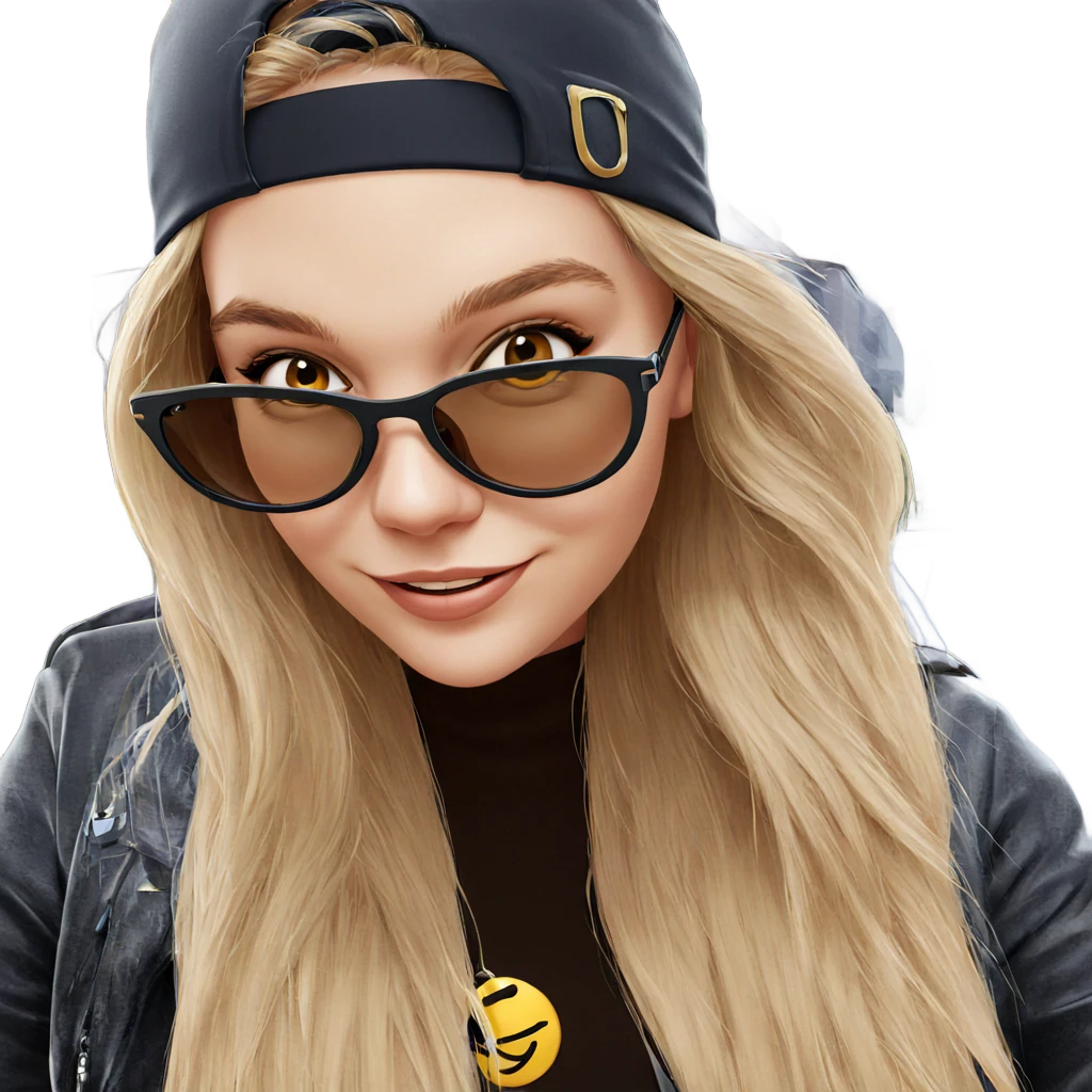 smiling girl with sunglasses emoji