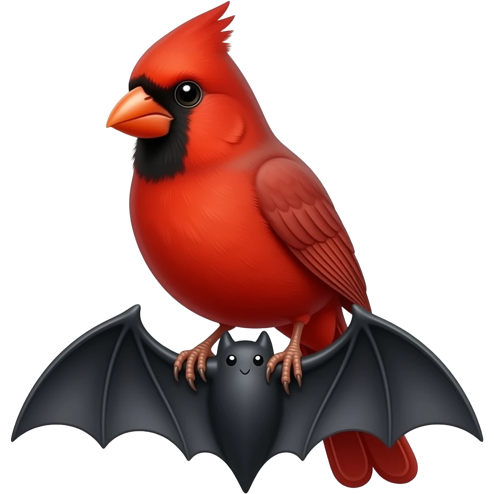 Red cardinal sitting on a bat emoji