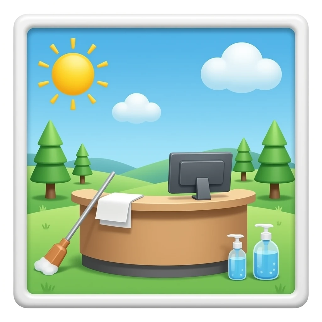 Front desk cleaned and sanitized emoji