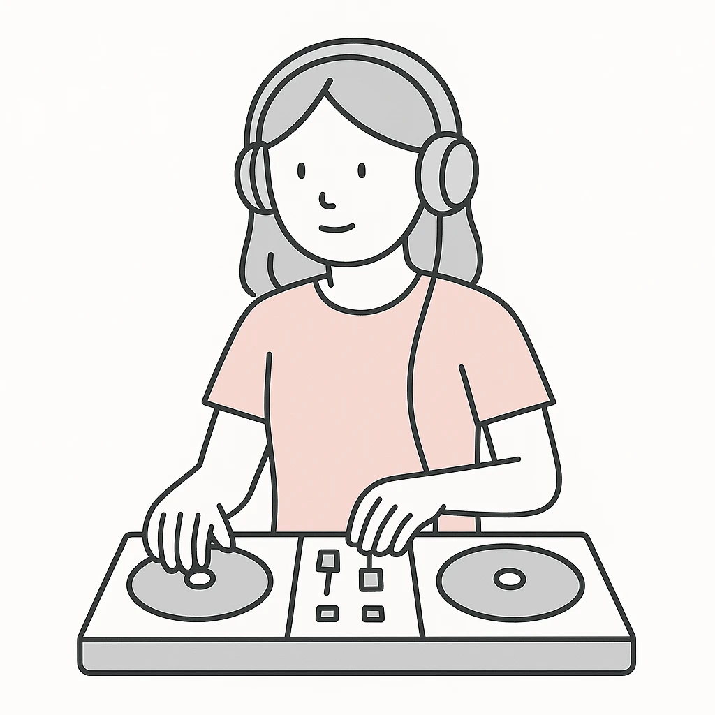 girl playing DJ set emoji