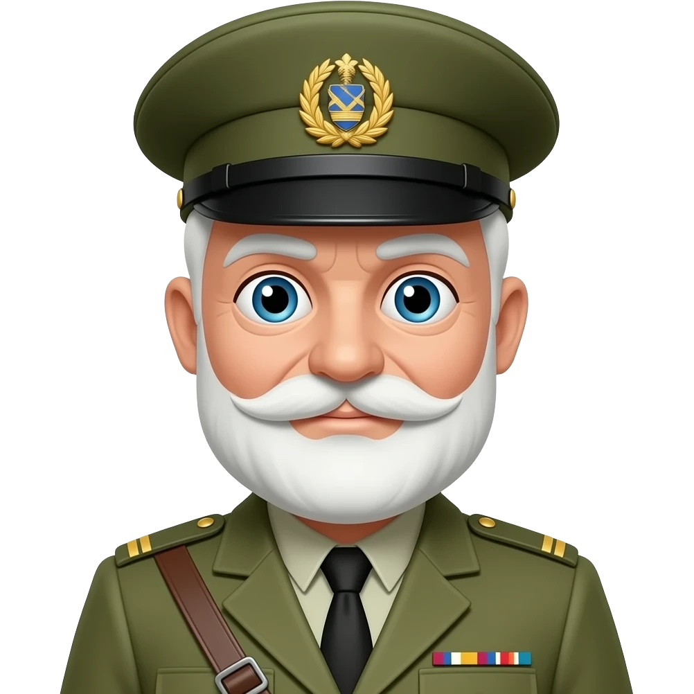 Guardia civil tercera edad  con bigote blanco y ojos grandes emoji