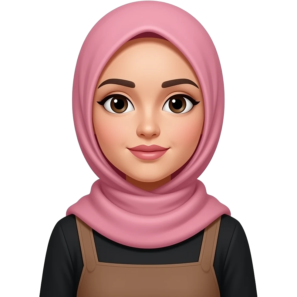 Pink hijab white skin pink naturally lips black brown dress thik eyebrows emoji