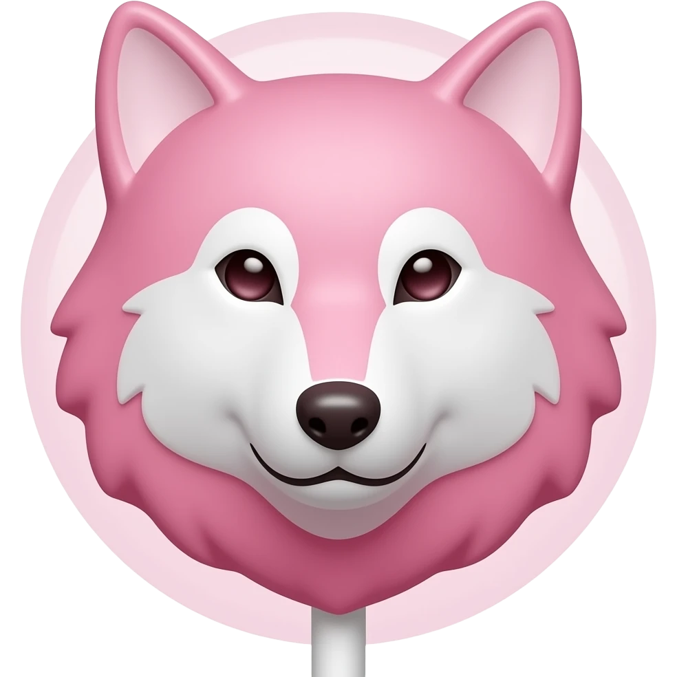 Pink Chocolate wolf face lollipop emoji
