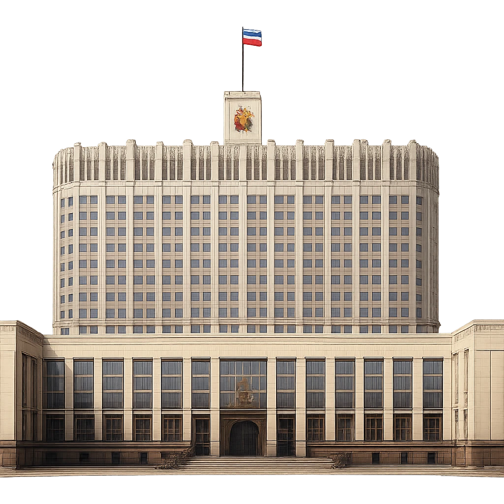 cinematic, realistic emoji of the White House parliament building in Moscow, featuring majestic, ornate architecture, lifelike detail, bright lighting, accurate colors, no sky, fully transparent background emoji