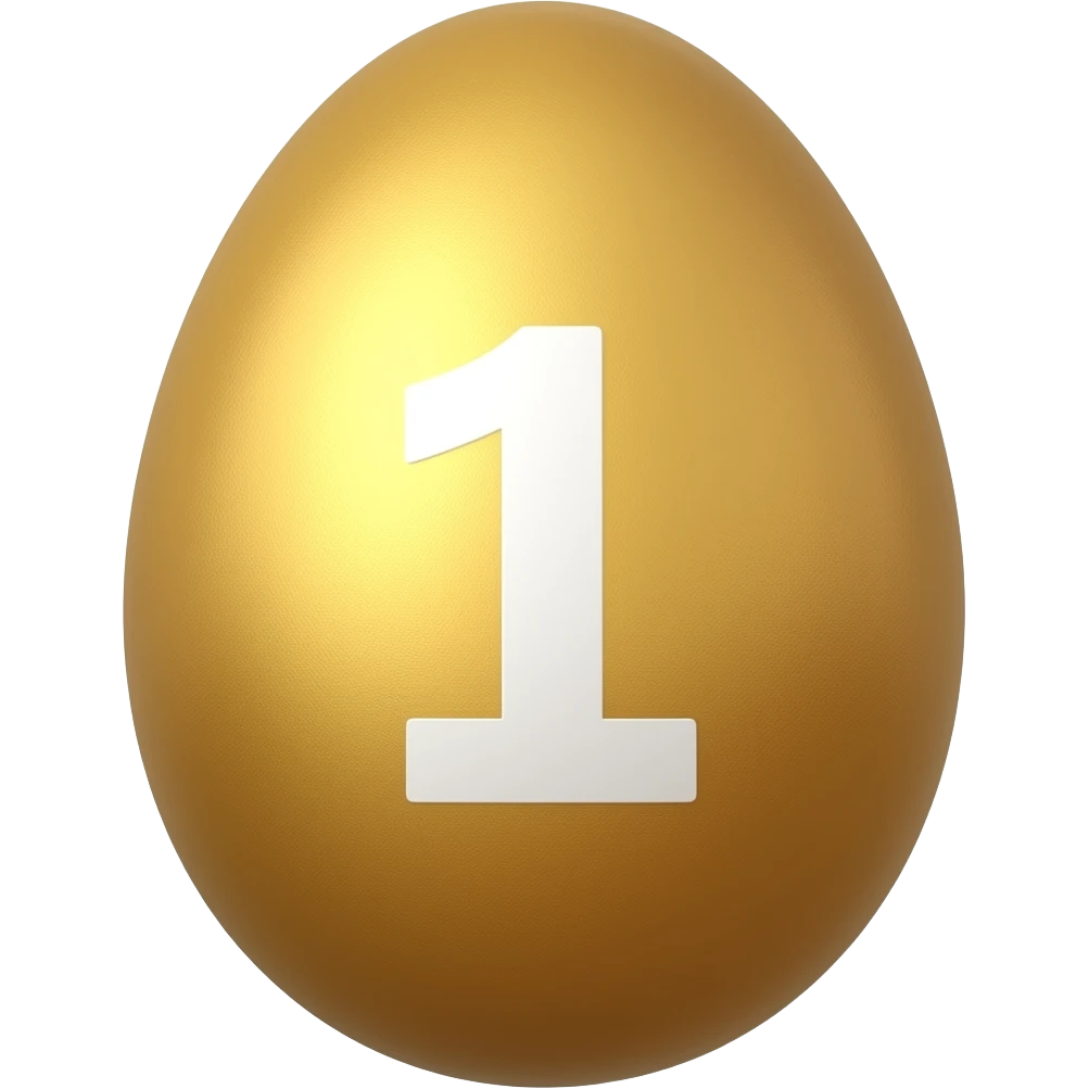 shiny golden egg with white number 1 emoji
