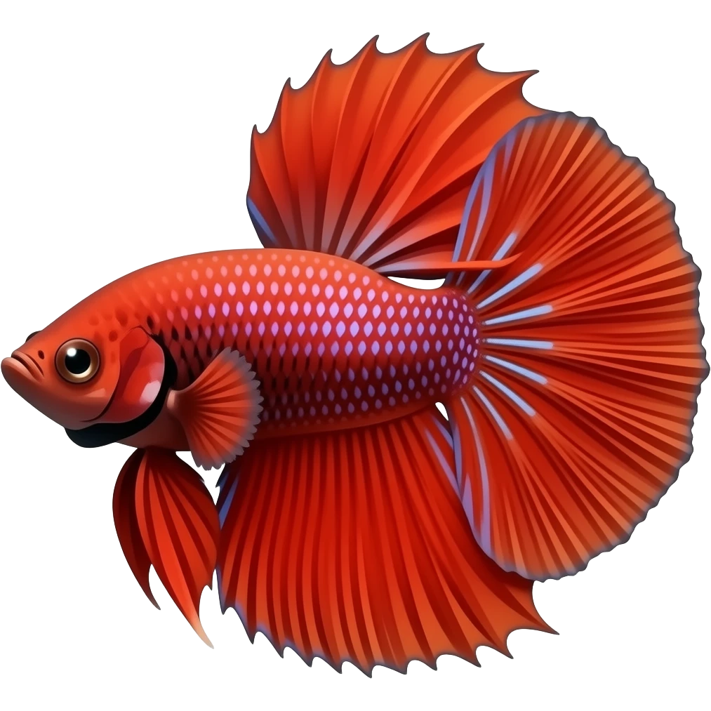 Red betta fish with much short fins emoji