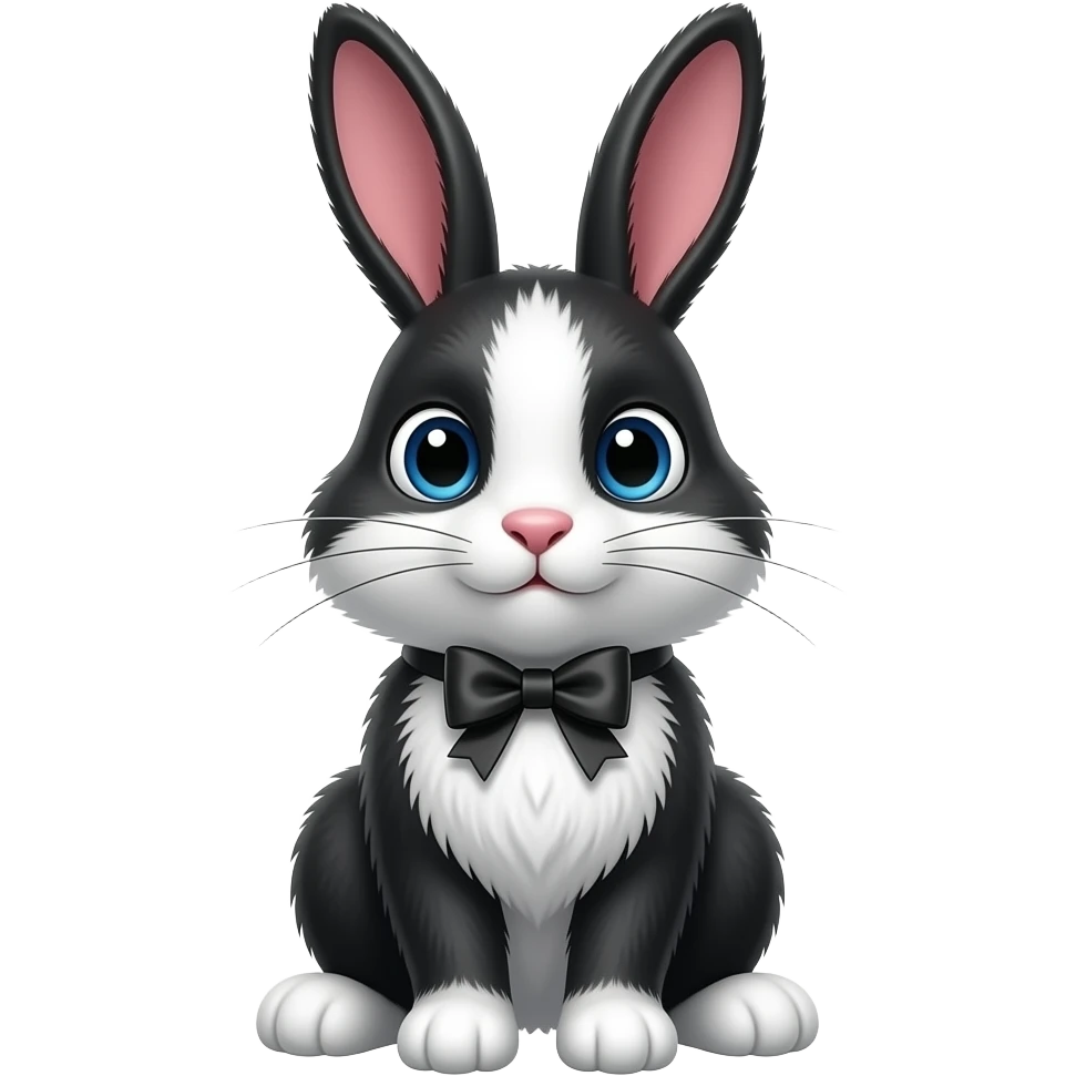 Bunny black and white with bow emoji