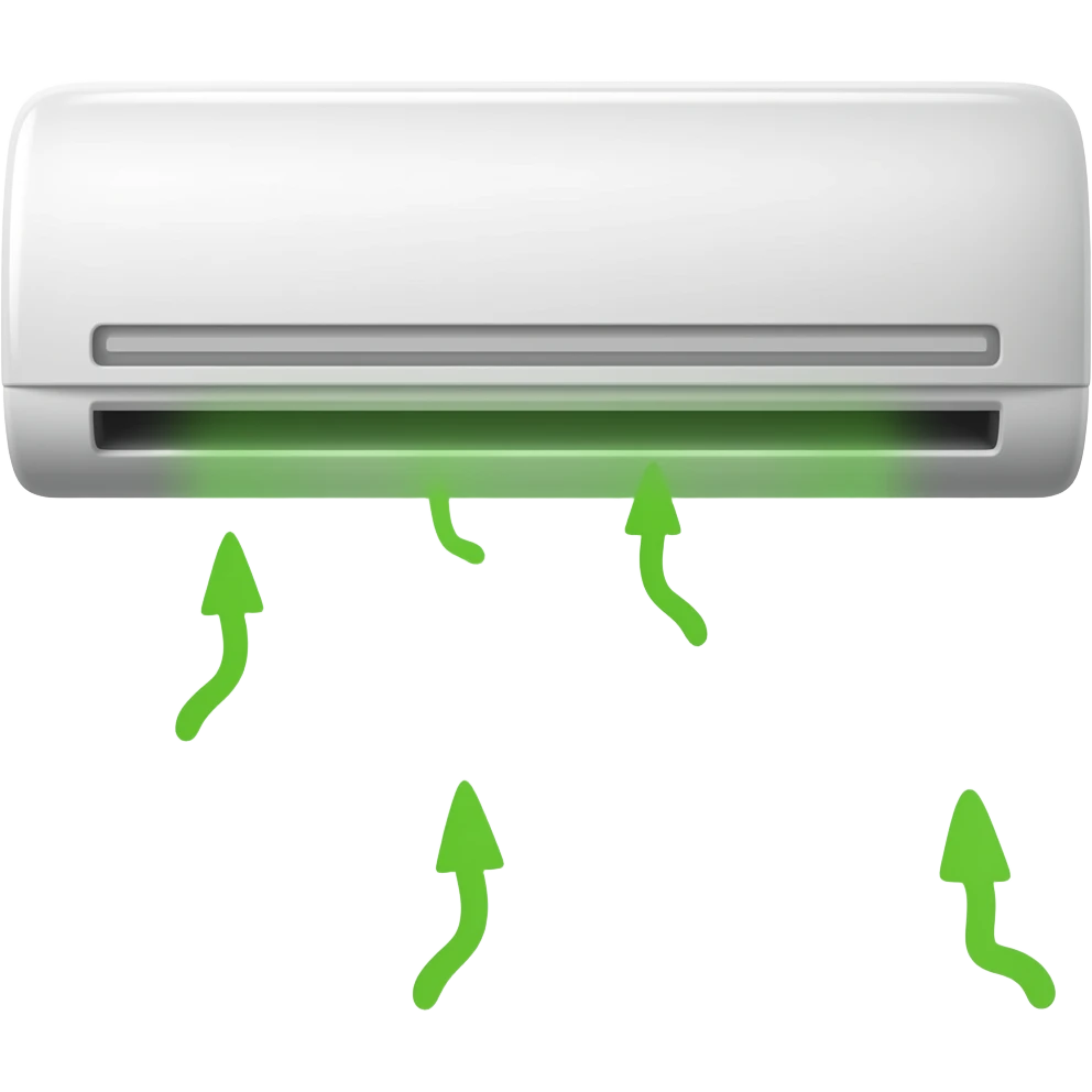 air-conditioner with green toxic air emoji