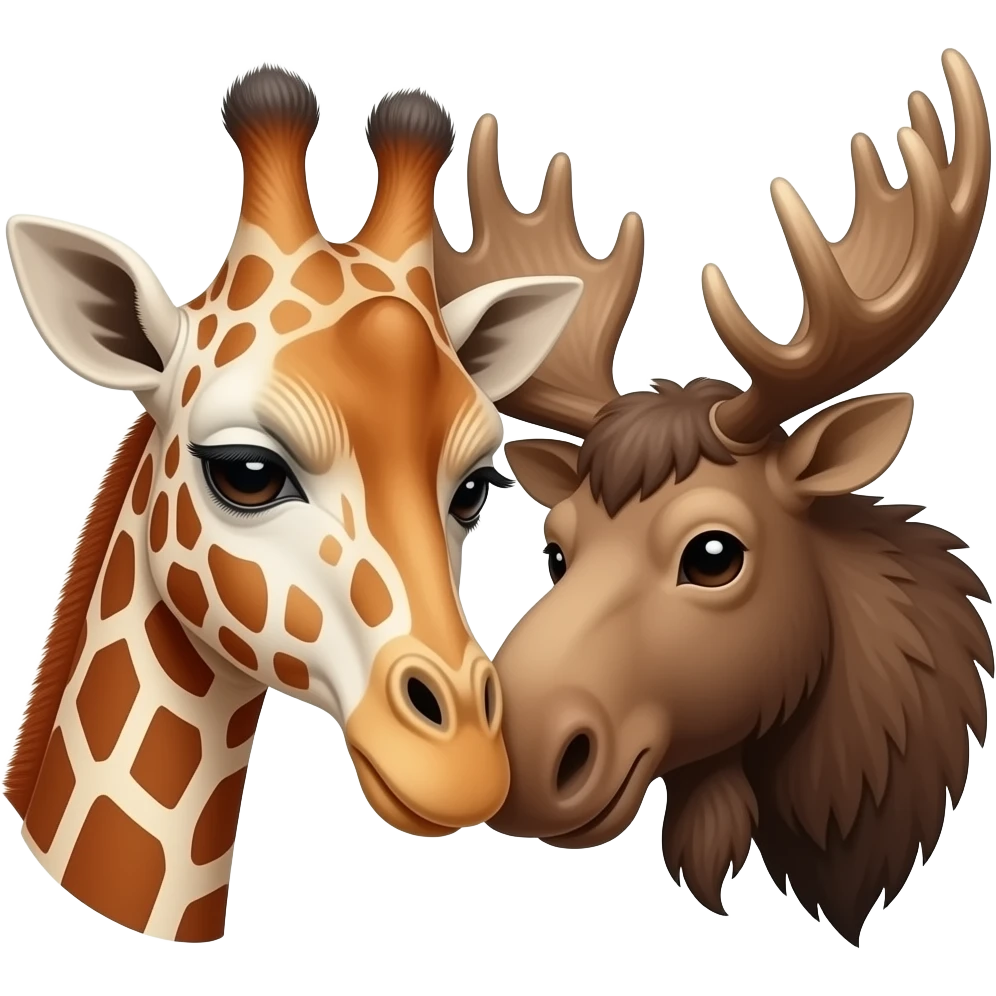 Giraffenkopf und Elchkopf kuscheln emoji