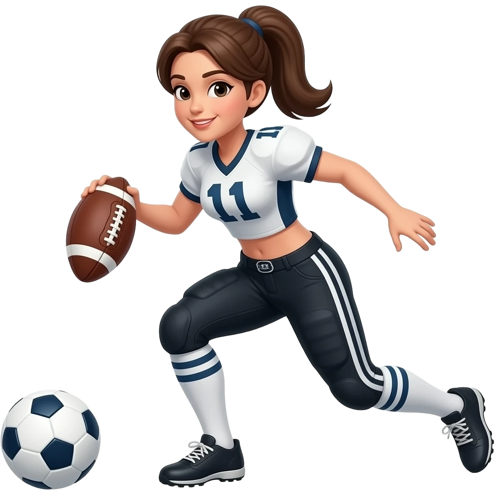 A woman playing football emoji