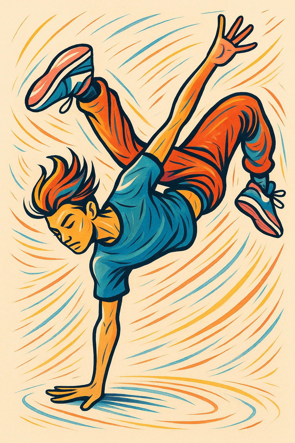 illustration of a person performing acrobatic moves, style 6 emoji