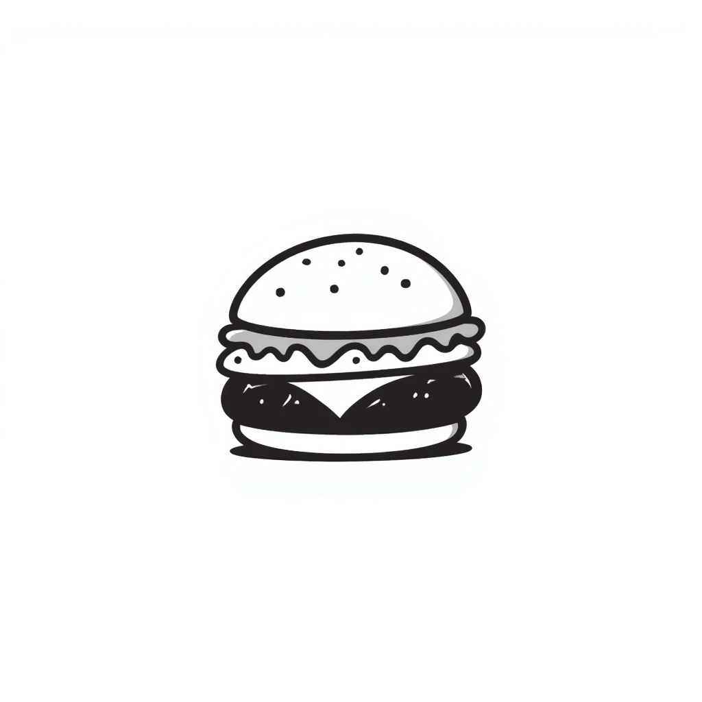 hand drawn doodle style hamburger emoji