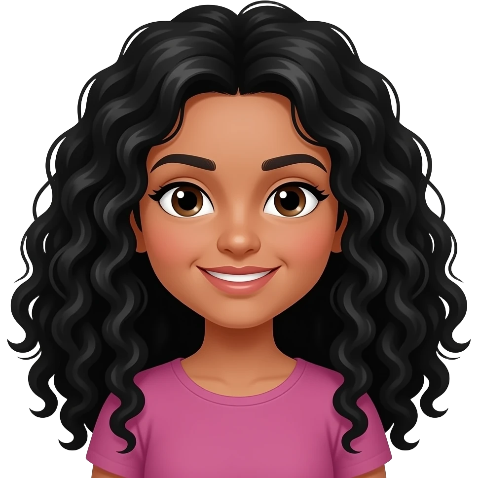 An Indian girl with black curly hair emoji