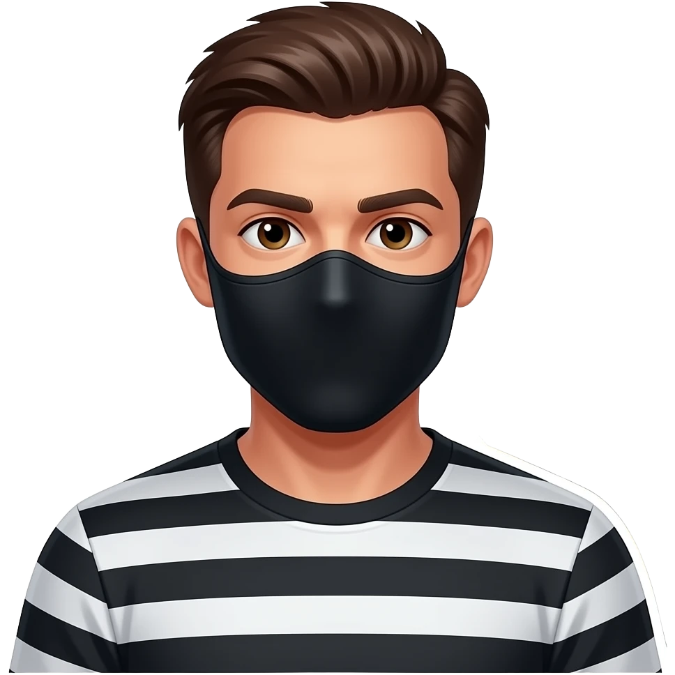 robber with mask and black and white striped shirt emoji