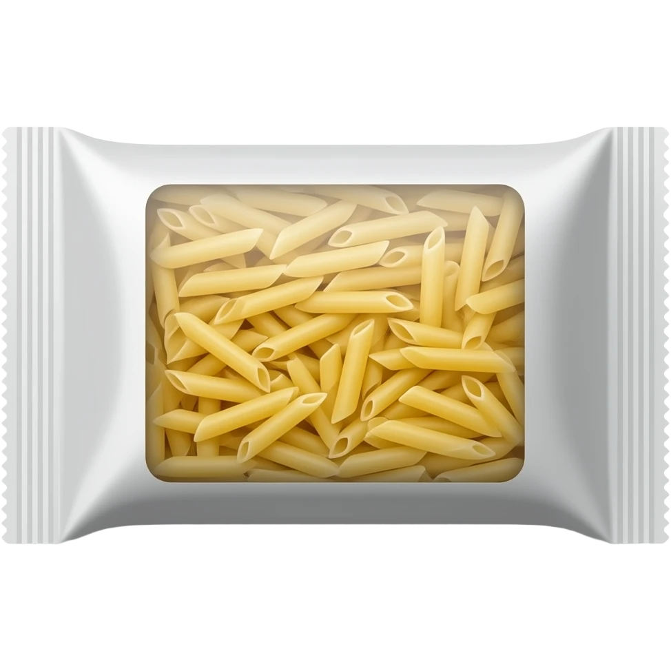 "emoji style dry food in a small package, transparent window showing dry contents, minimal design, clean vector look" emoji