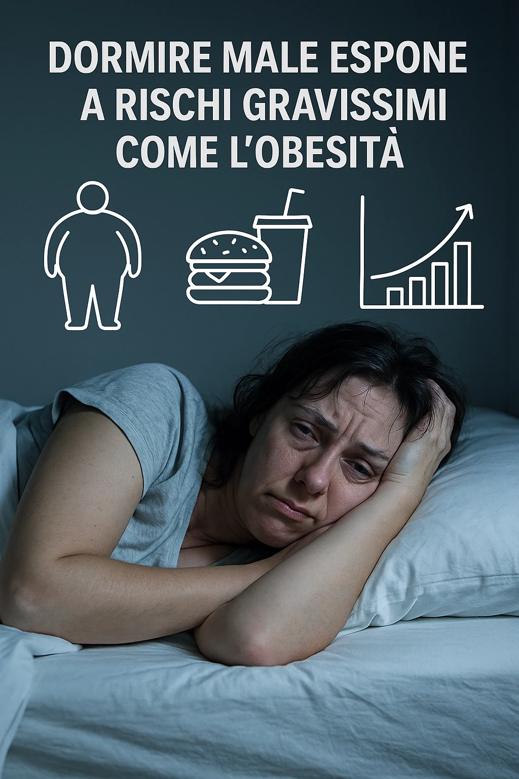 Donna che dorme malissimo, ma la espone a rischi gravissimi come l'obesità immagine realistiche in italiano emoji