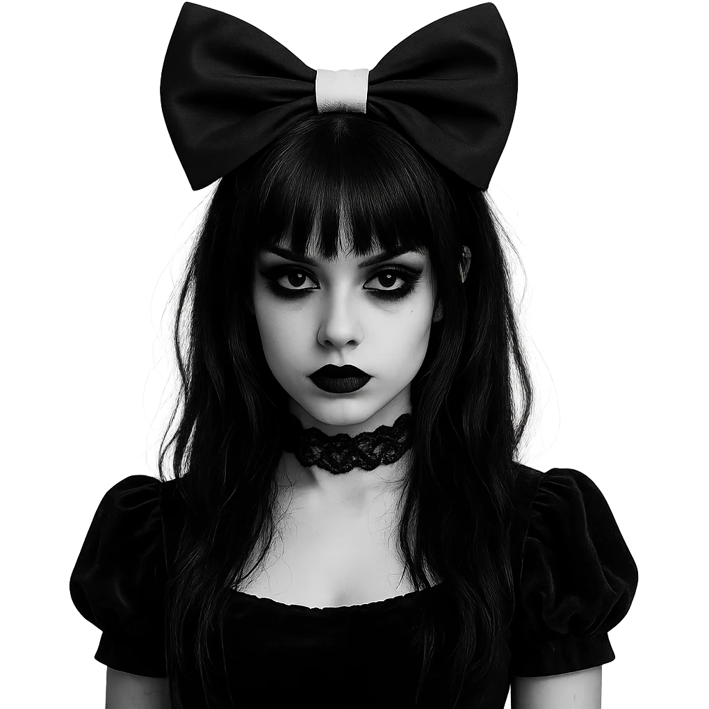 goth black white bow  , remove background  emoji