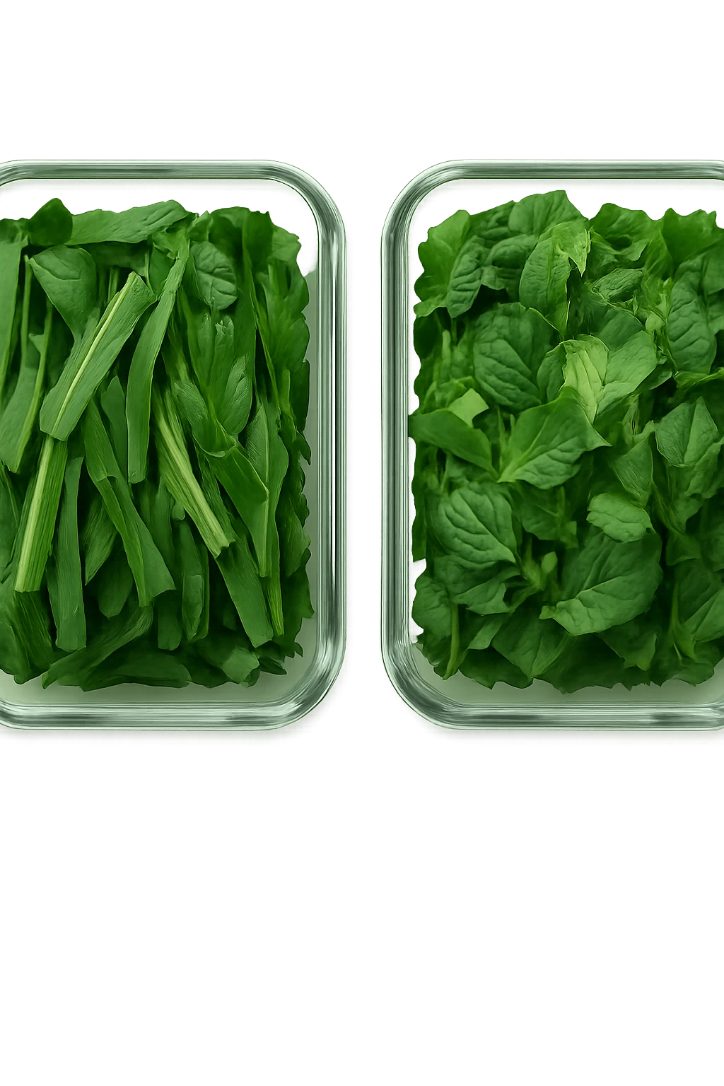 verdure tagliate e sistemate in due schiscette di vetro viste dall'alto, iperrealistico 4k emoji
