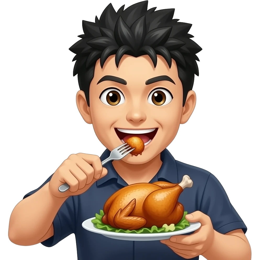 Ippo comiendo pollo a la brasa emoji
