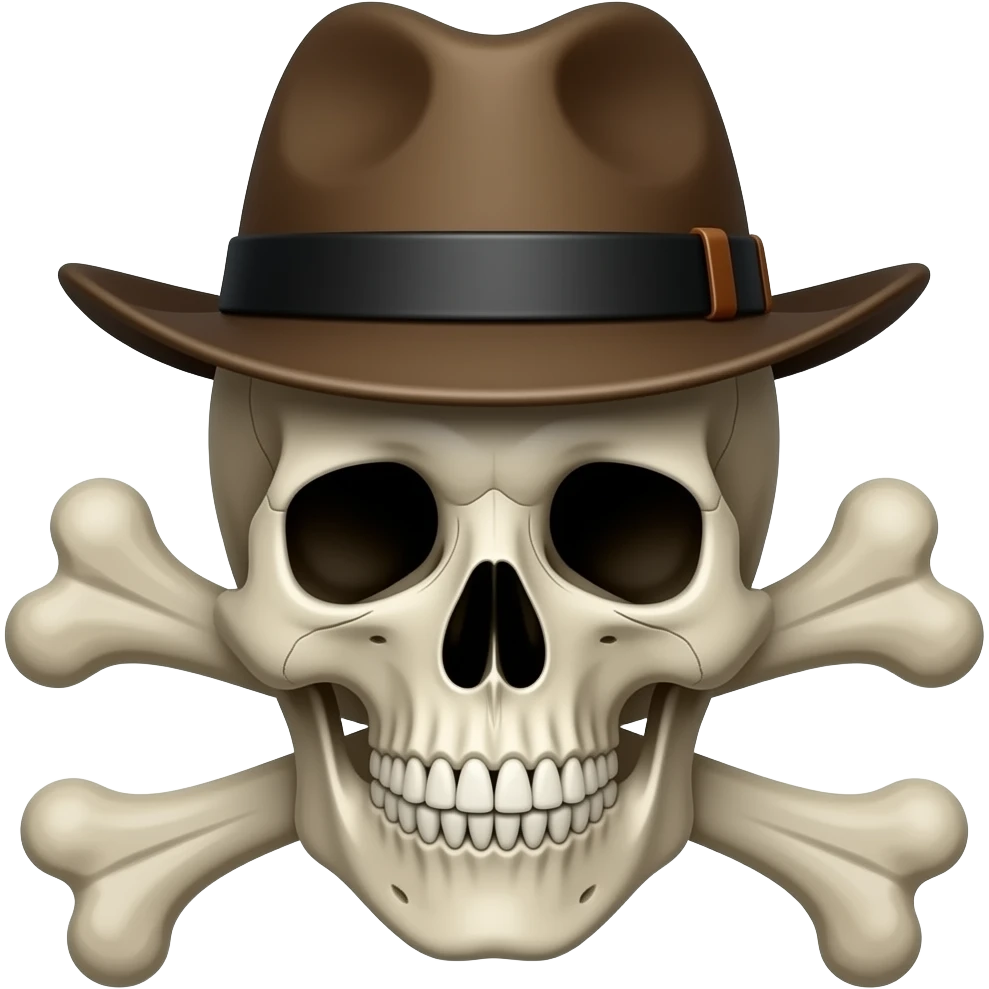 Skull with hat and bones emoji