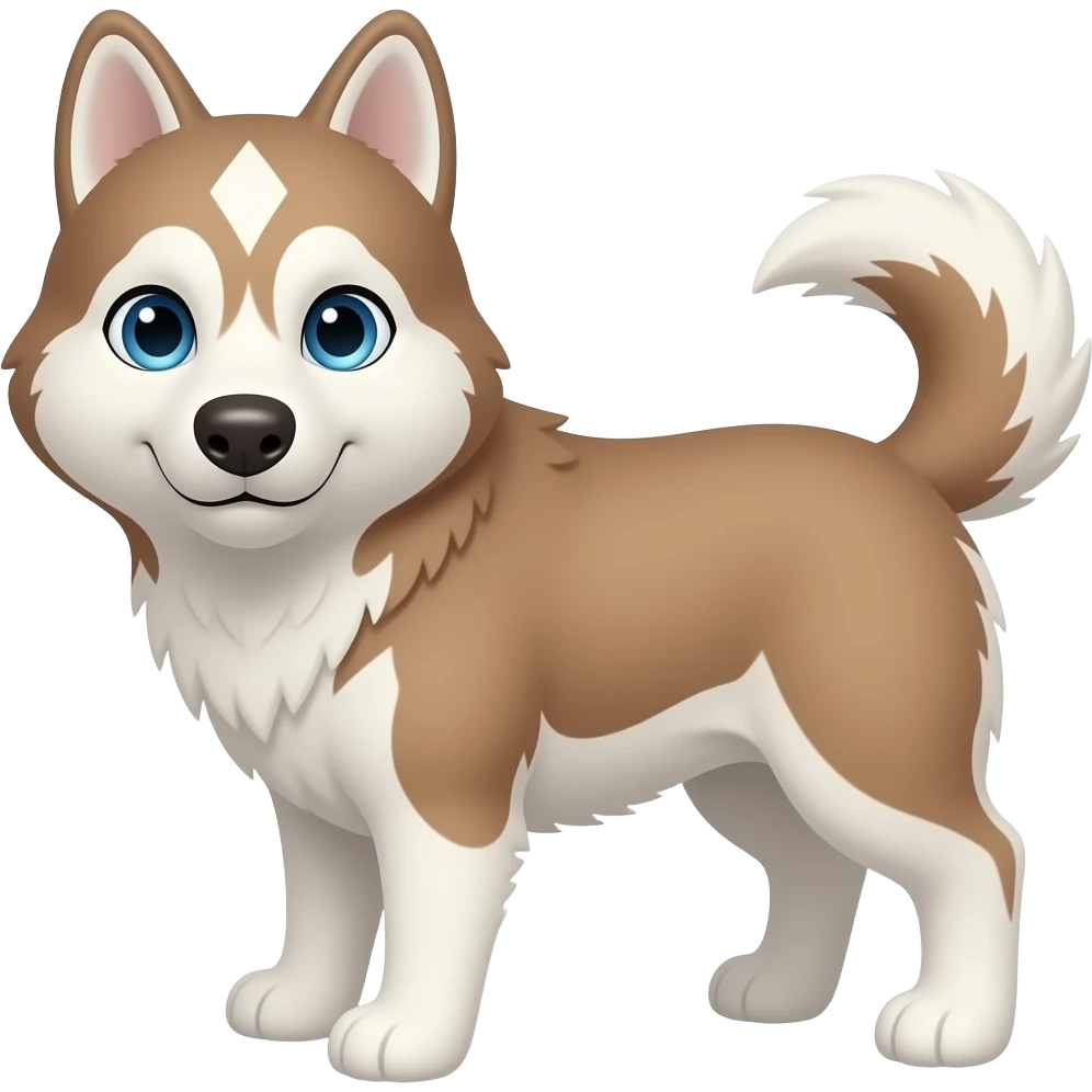 Light brown and white, white diamond on top of head blue eyed Husky emoji