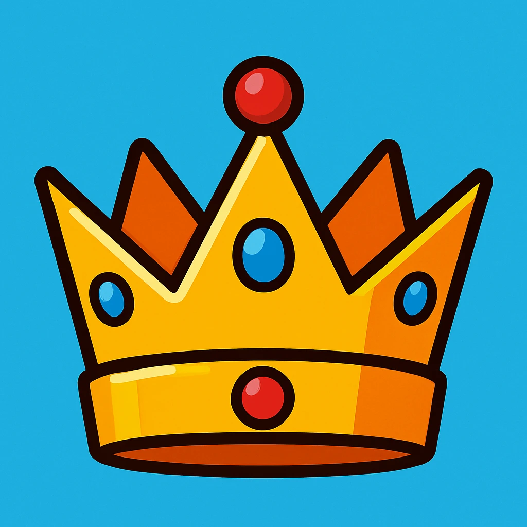 a crown, vibrant cartoon style emoji