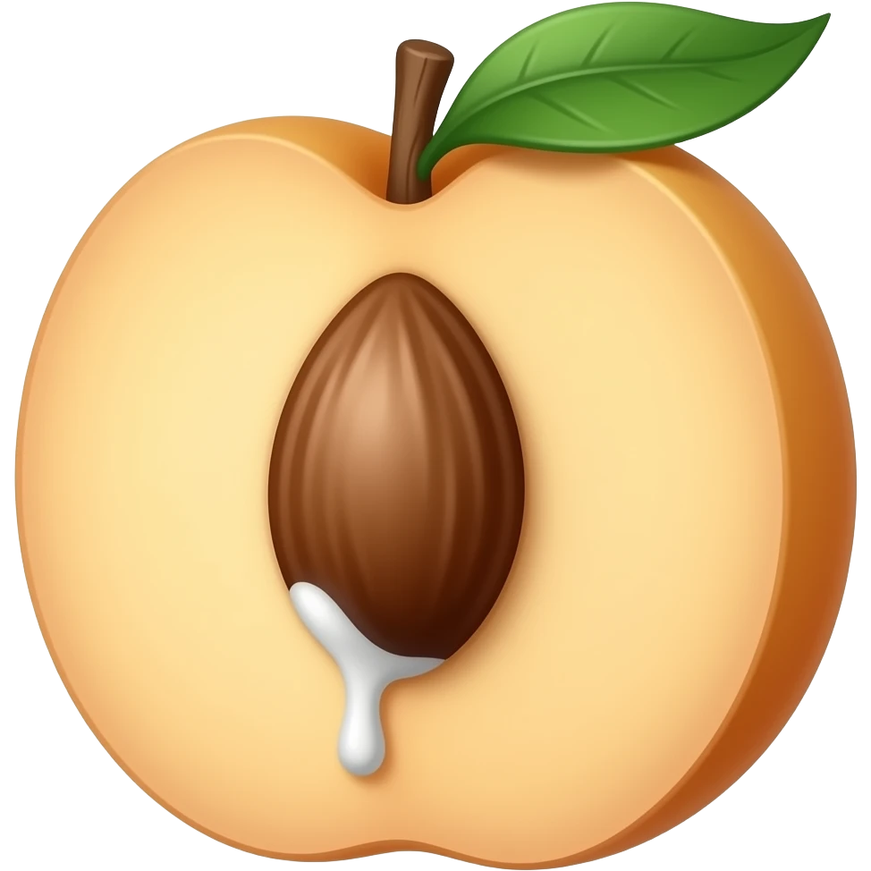 Make a peach emoji with a oval hole and white cream dripping out of it side profile emoji