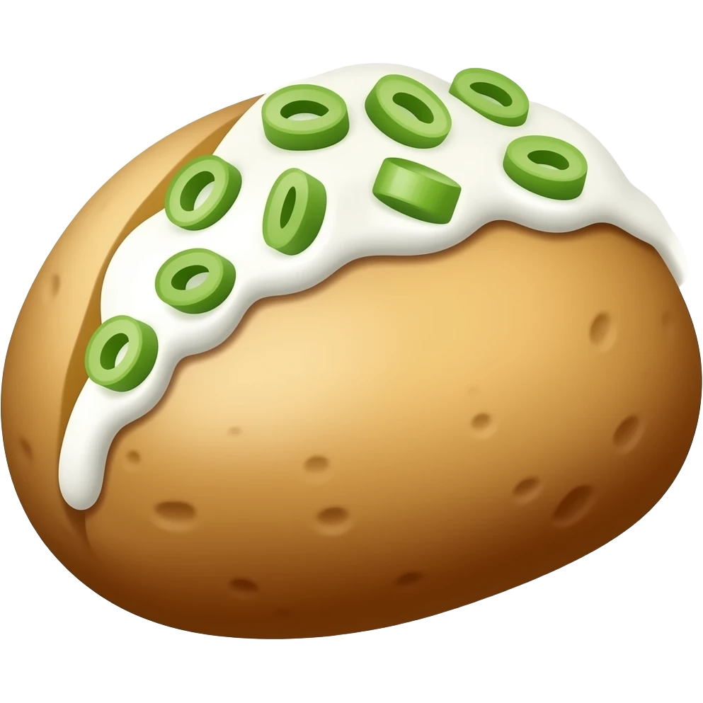 baked potatoes with cream cheese and green onion emoji