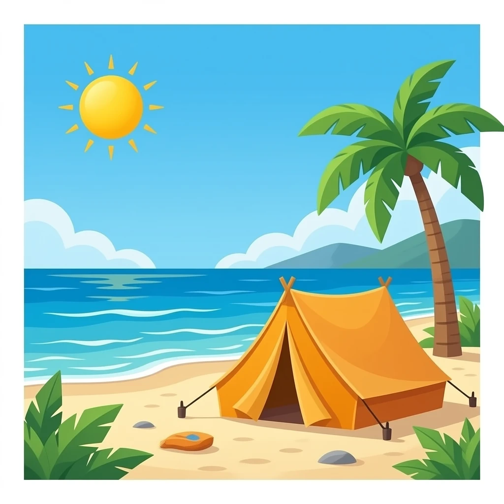 camping at the beach emoji