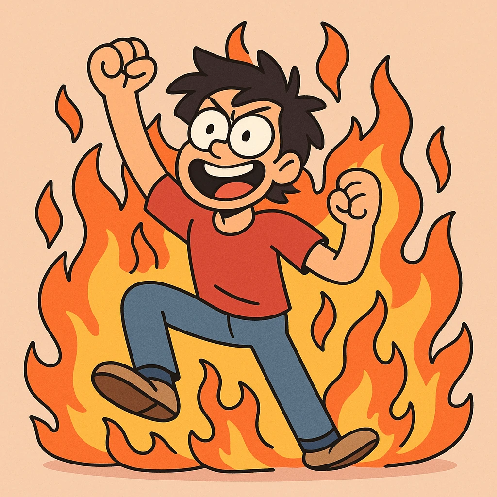 cartoon style fire, bright colors, simple shapes, playful emoji