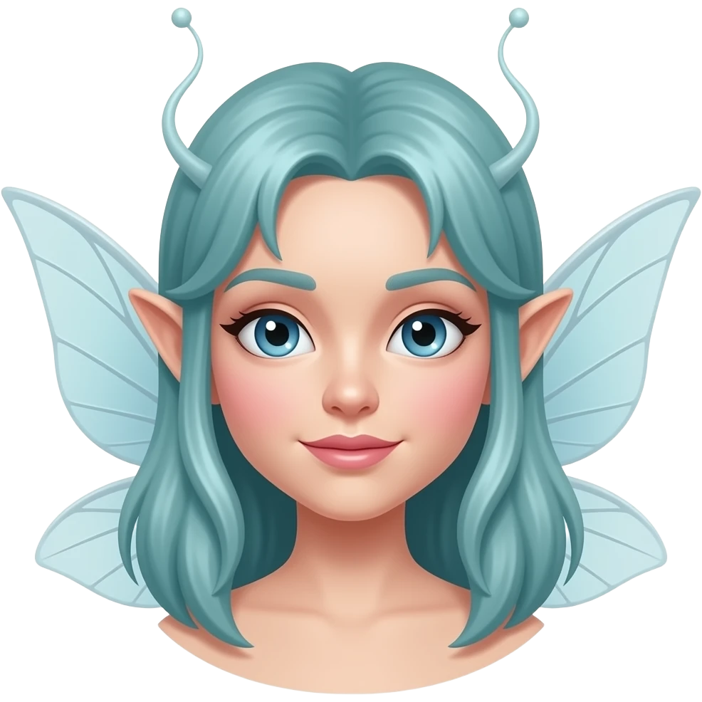 glamourous fairy face and wings sticking out portrait emoji