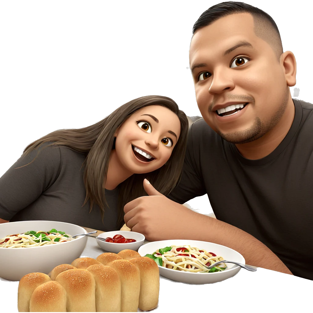 smiling couple enjoying meal emoji