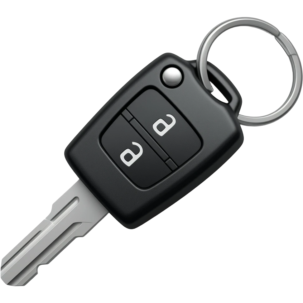 car keys with keychain black on white background minimalism emoji