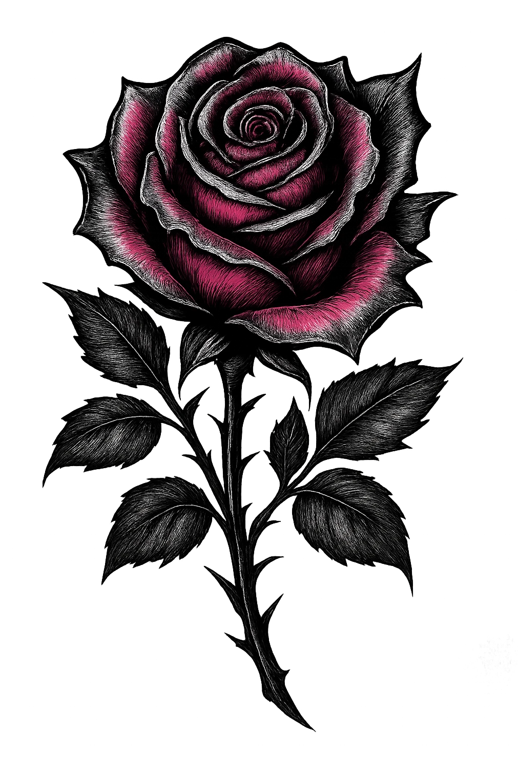 gothic rose, pink petals with silver highlights emoji