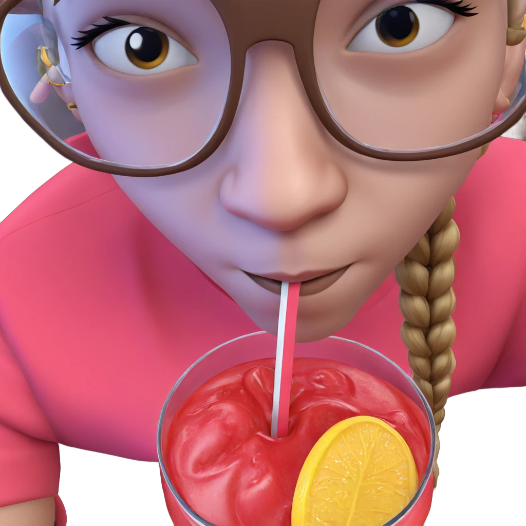 girl with braids and drink emoji