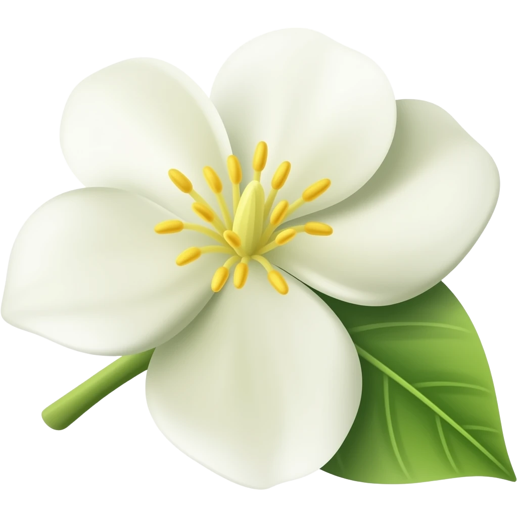 Jasmine flower with leave emoji
