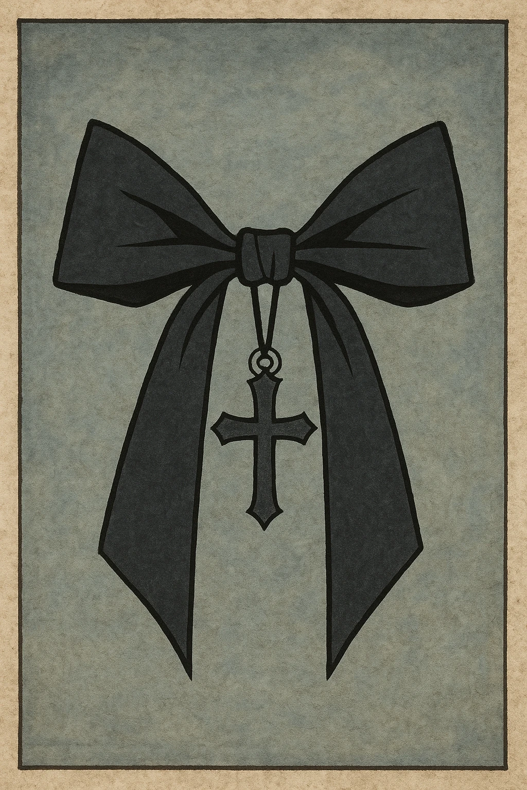 minimalist goth bow, matte black, sharp edges, small silver charm, modern dark aesthetic emoji