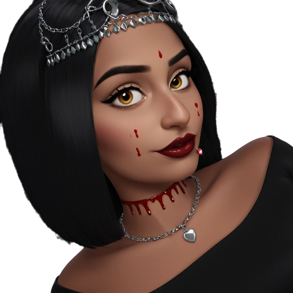girl with blood and jewelry emoji