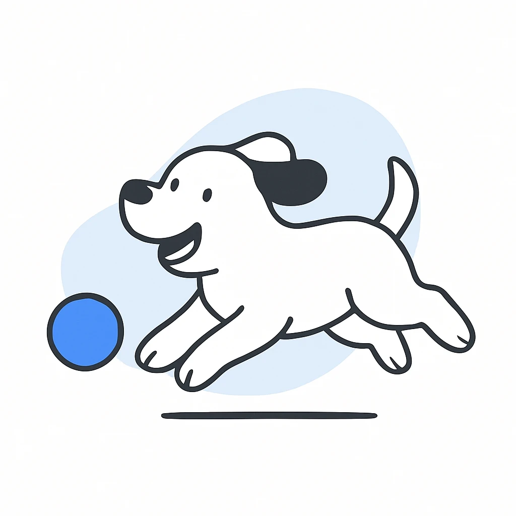 happy dog running after ball emoji