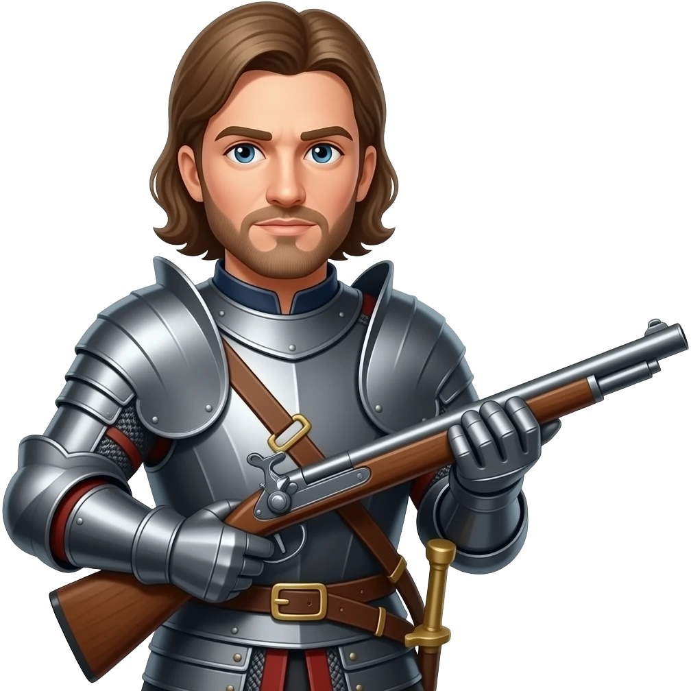 generate a medieval times man with an old powdered gun emoji