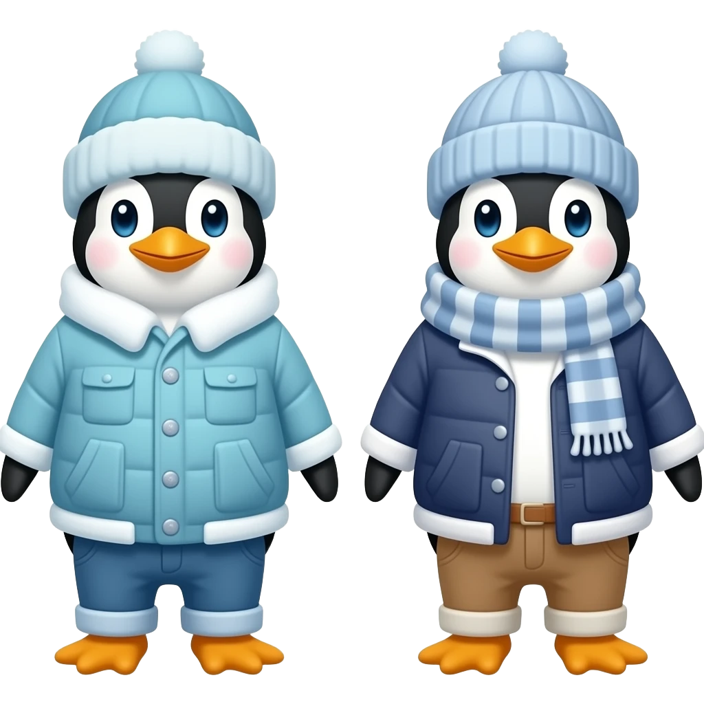 Penguins with Winter Clothes emoji