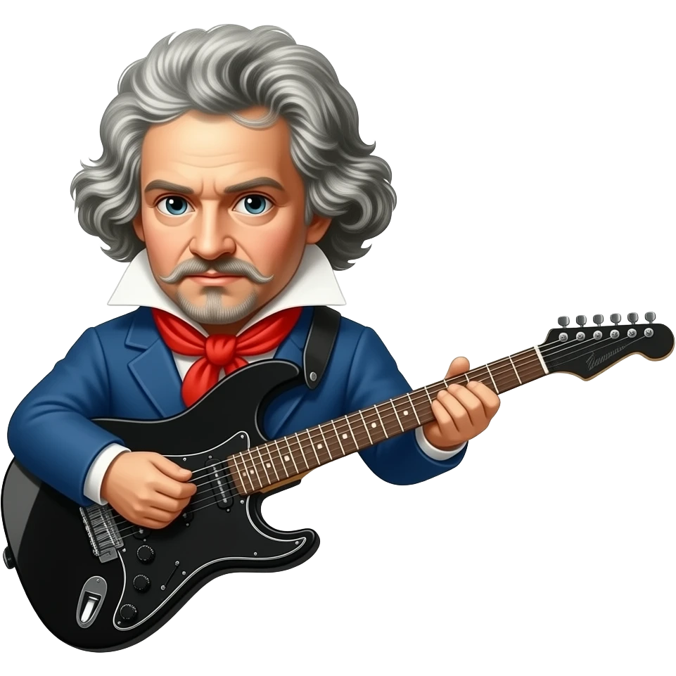Beethoven with black metal electric guitar emoji