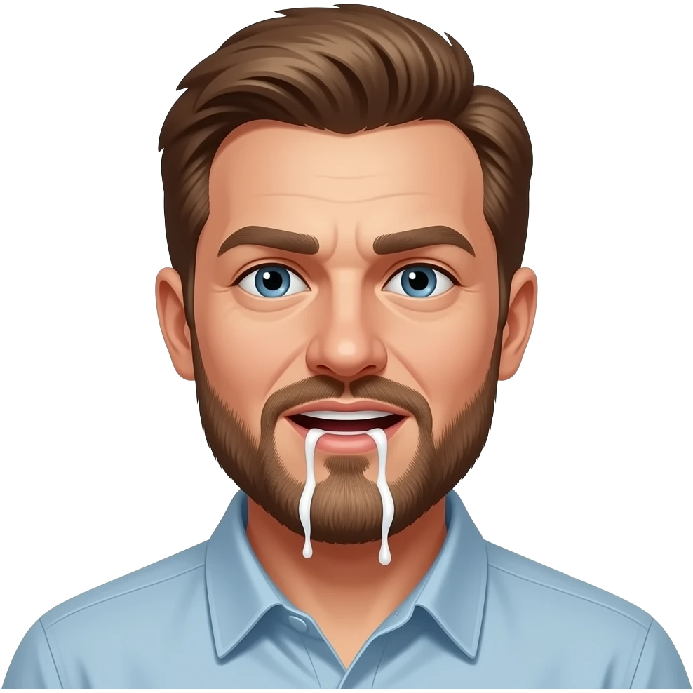 Crazy Guy with white liquid on mouth emoji