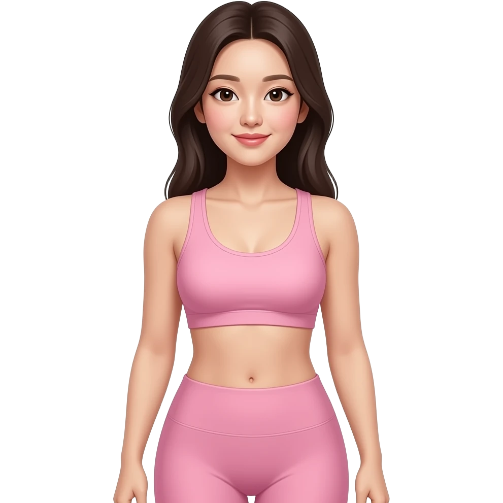 연분홍 요가복을 입은 몸매가 좋은 한국 여자 emoji