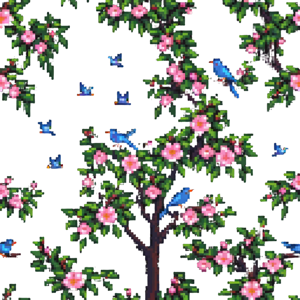 blooming tree with birds emoji