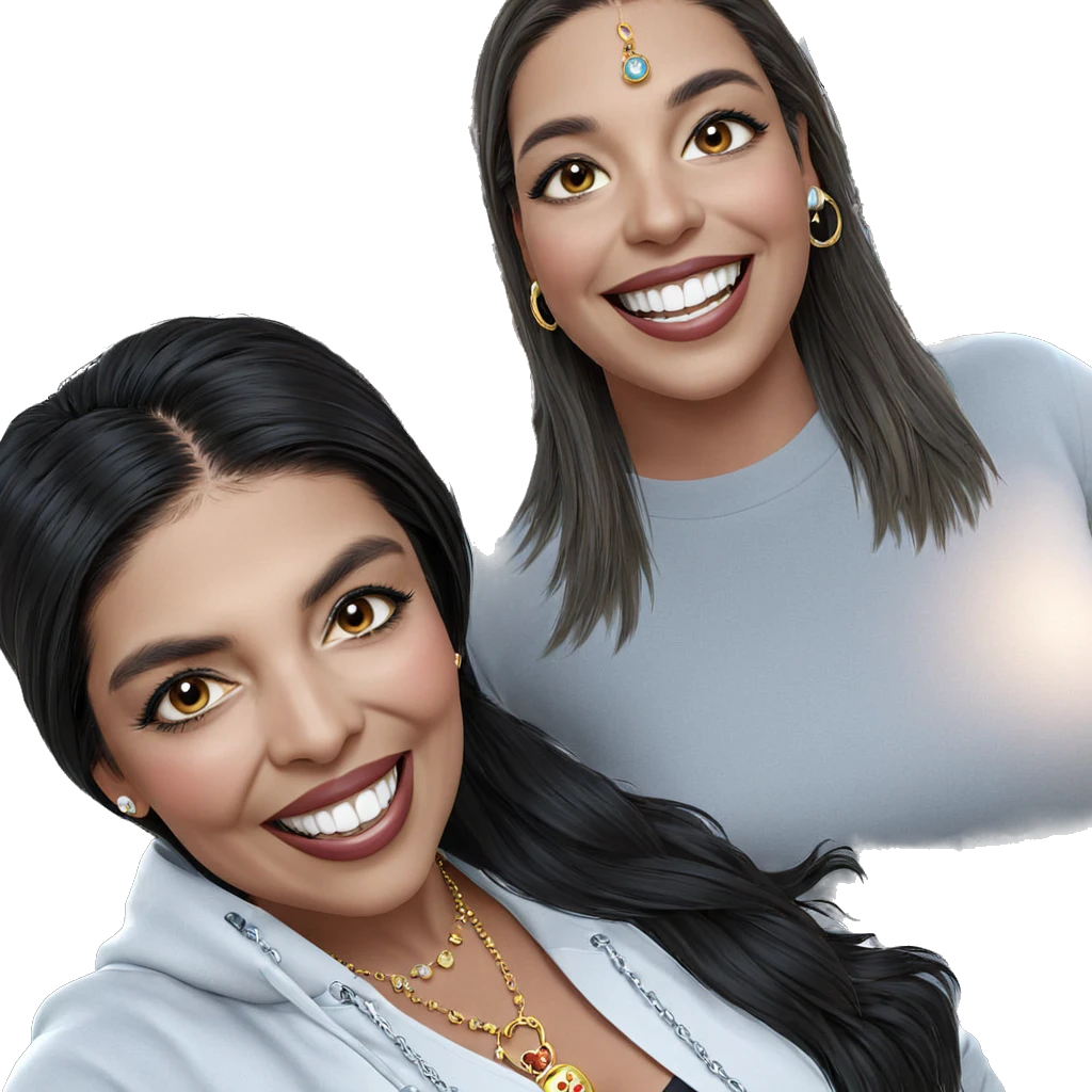 smiling girls with jewelry emoji