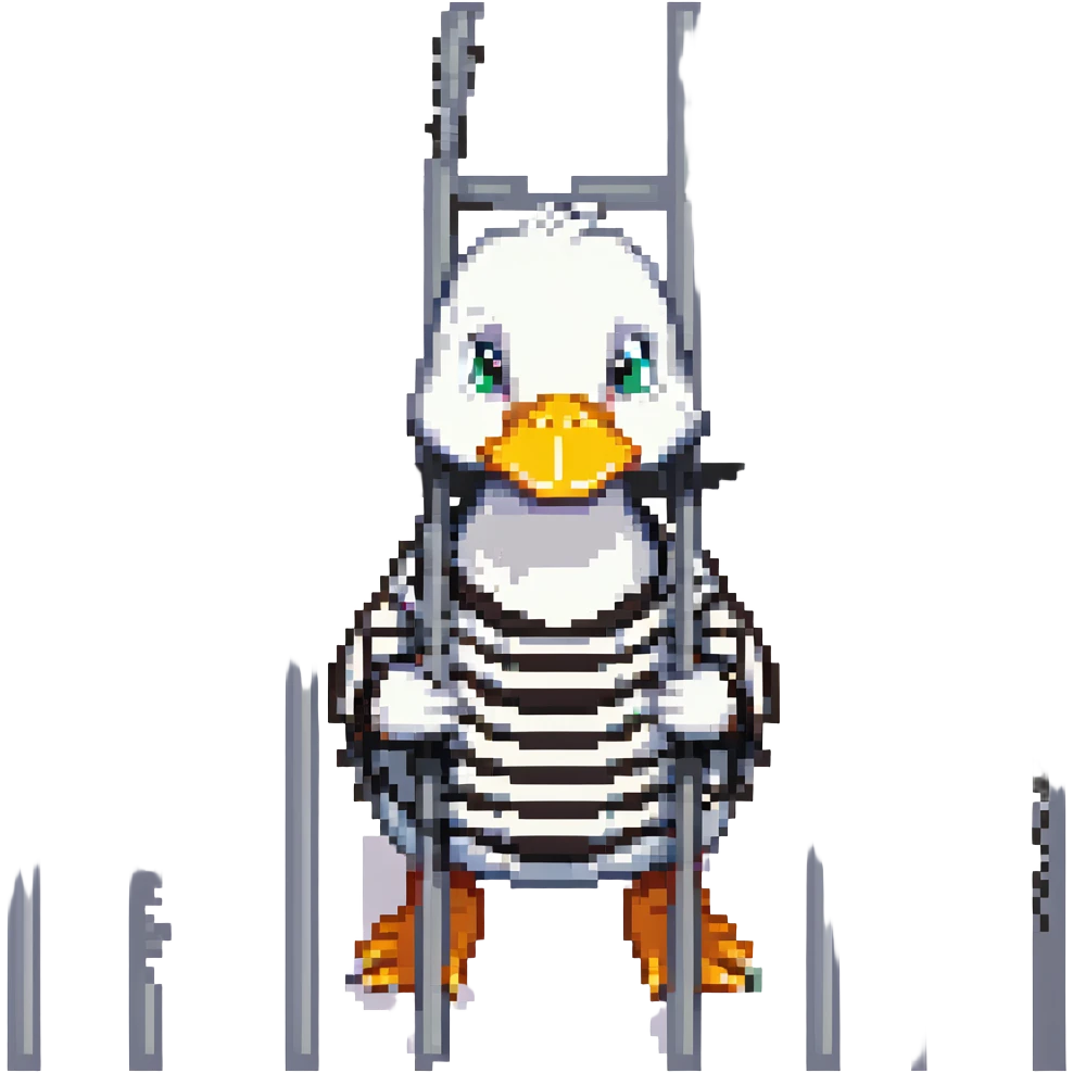A duck thief behind bars emoji