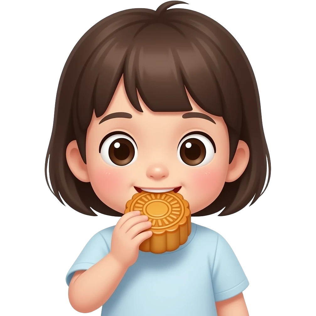 kid eating mooncake emoji