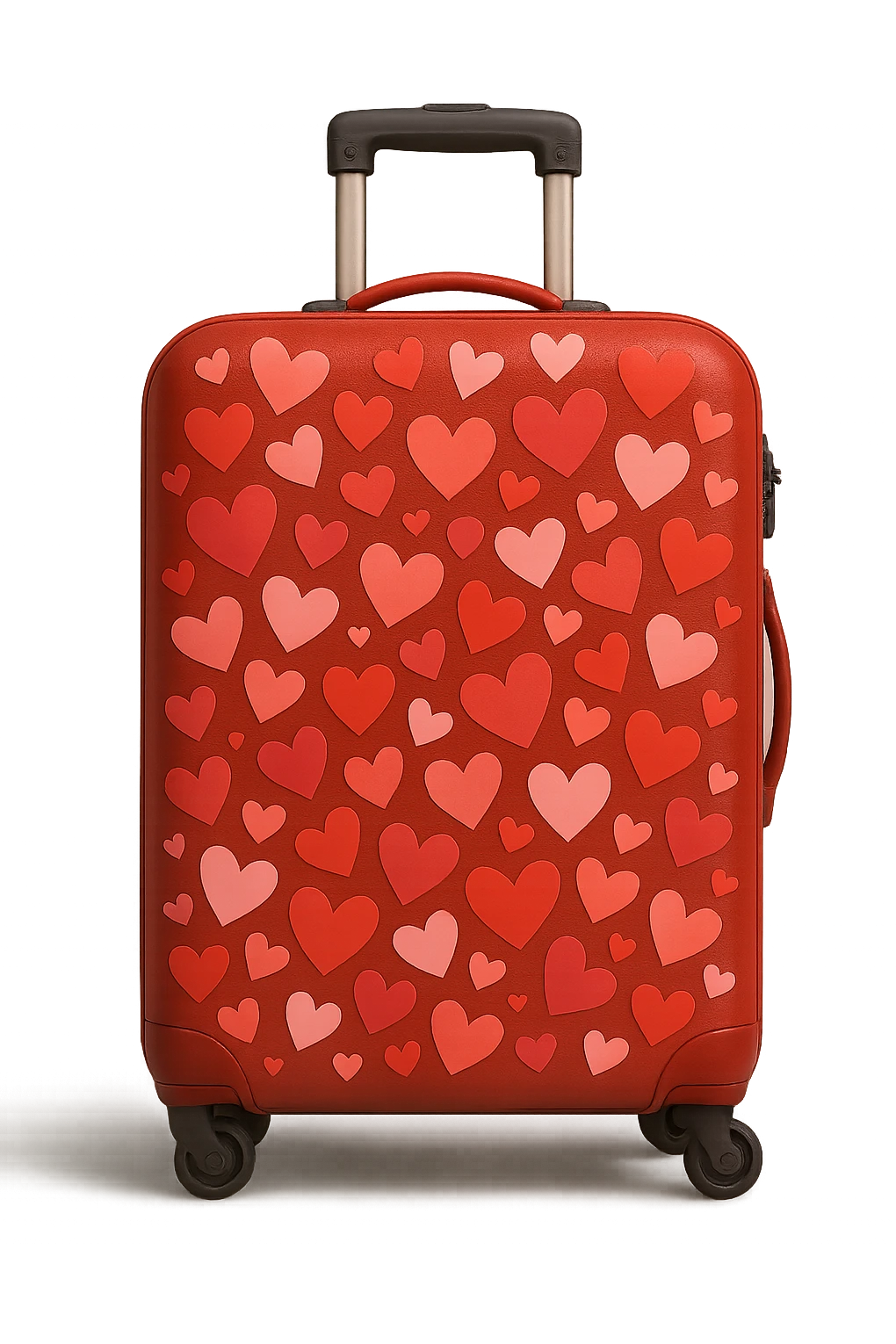 love-themed suitcase with heart stickers emoji