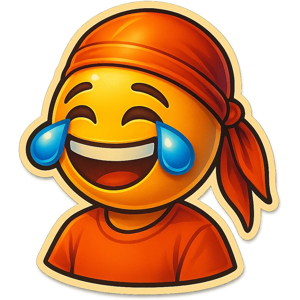lol face laughing crying
orange shirt
make him smile
Change His durag To orange emoji